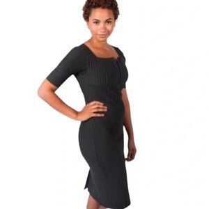 MUST GO ♥️ Betabrand Executive Ponte Pinstripe Dark Gray Dress- Medium- Like new